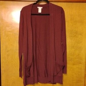 Matty M Maroon Open Front Cardigan